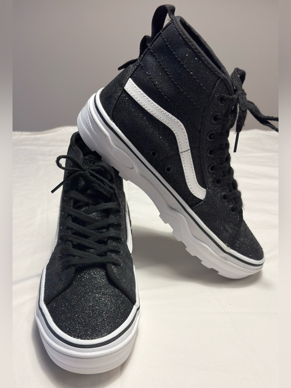 Vans Sentry Sk8-Hi WC Black Glitter Platform Sneakers | Size 9.5 W